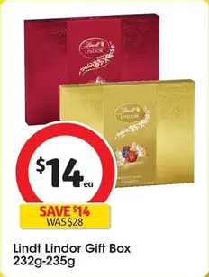 Lindt - Lindor Gift Box 232g-235g offers at $14 in Coles