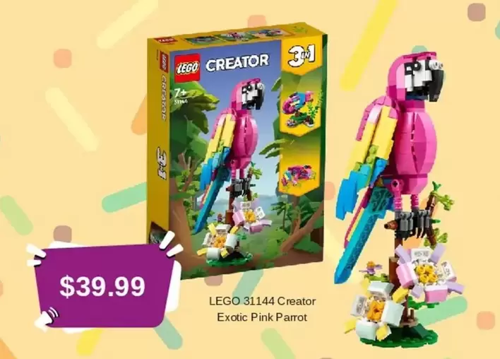 Lego - 31144 Creator Exotic Pink Parrot offers at $39.99 in Toyworld