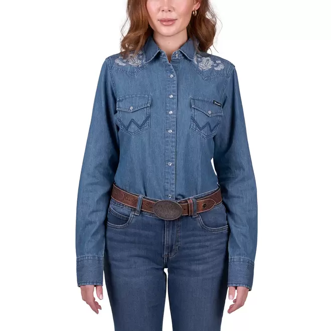 Wrangler® womens chrissy long sleeve shirt offers at $109.95 in Allgoods