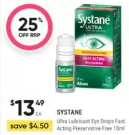 Systane - Ultra Lubricant Eye Drops Fast Acting Preservative Free 10ml offers at $13.49 in Healthylife Pharmacy