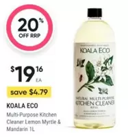 Koala Eco - Multi-Purpose Kitchen Cleaner Lemon Myrtle & Mandarin 1l offers at $19.16 in Healthylife Pharmacy