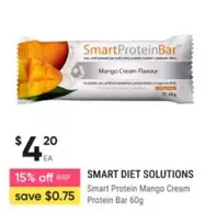 Smart Diet Solutions - Smart Protein Mango Cream Protein Bar 60g offers at $4.2 in Healthylife Pharmacy