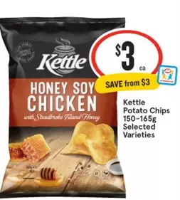 Kettle - Potato Chips 150-165g Selected Varieties offers at $3 in IGA