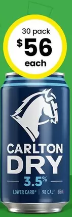 Carlton -  Dry 3.5% Block Cans 375ml offers at $56 in The Bottle-O