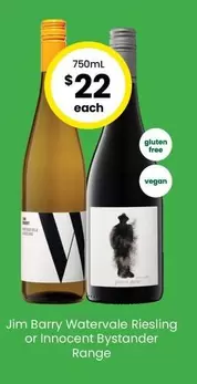 Jim Barry - Watervale Riesling Or Innocent Bystander Range offers at $22 in The Bottle-O