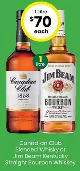 Canadian Club - Blended Whisky Or Jim Beam Kentucky Straight Bourbon Whiskey offers at $70 in The Bottle-O