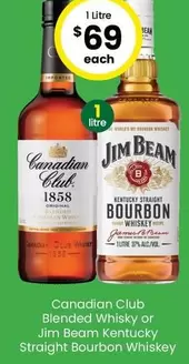 Canadian Club - Blended Whisky Or Jim Beam Kentucky Straight Bourbon Whiskey offers at $69 in The Bottle-O