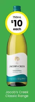 Jacob’s Creek - Classic Range offers at $10 in The Bottle-O