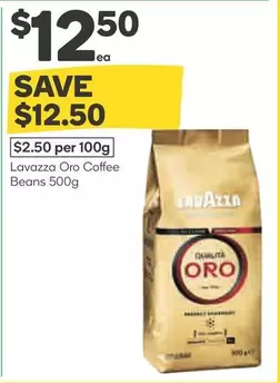 Lavazza -  Oro Coffee Beans 500g offers at $12.5 in Woolworths
