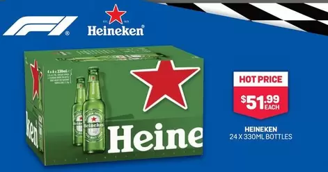 Heineken -  24 X 330ml Bottles offers at $51.99 in Bottlemart