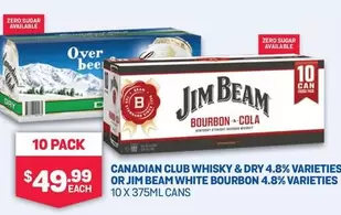 Canadian Club - Whisky & Dry 4.8% Varieties Or Jim Beam White Bourbon 4.8% Varieties offers at $49.99 in Bottlemart