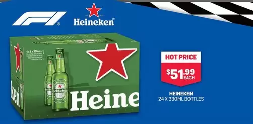 Heineken -  24 X 330ml Bottles offers at $51.99 in Bottlemart