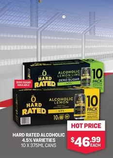 Hard Rated - Alcoholic 4.5% Varieties 10 X 375ml Cans offers at $46.99 in Bottlemart