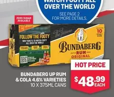 Bundaberg -  Up Rum & Cola 4.6% Varieties 10 X 375ml Cans offers at $48.99 in Bottlemart