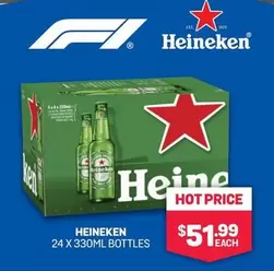 Heineken -  24 X 330ml Bottles offers at $51.99 in Bottlemart