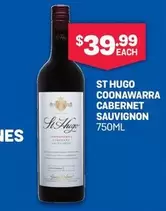 St Hugo -  Coonawarra Cabernet Sauvignon 750ml offers at $39.99 in Bottlemart