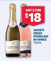 Jacob - ’s Creek Sparkling Nv Wines offers at $18 in Bottlemart
