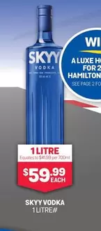 Skyy -  Vodka 1 Litre offers at $59.99 in Bottlemart