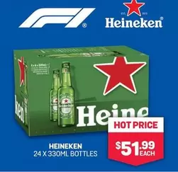 Heineken -  24 X 330ml Bottles offers at $51.99 in Bottlemart