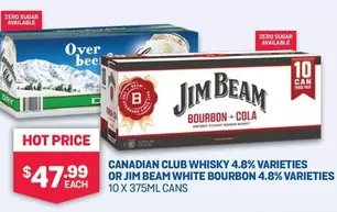 Canadian Club - Whisky 4.8% Varieties Or Jim Beam White Bourbon 4.8% Varieties offers at $47.99 in Bottlemart