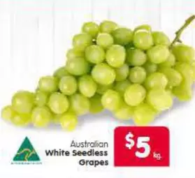 Australian White Seedless Grapes offers at $5 in SPAR