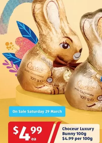 Choceur  - Luxury  Bunny 100g offers at $4.99 in ALDI