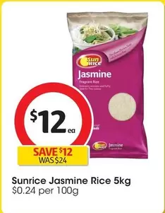 Sunrice - Jasmine Rice 5kg offers at $12 in Coles