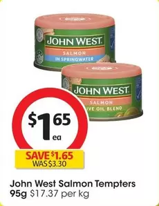 John West - Salmon Tempters 95g offers at $1.65 in Coles