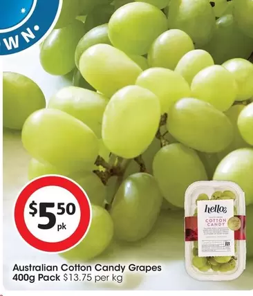 Australian Cotton Candy Grapes 400g Pack offers at $5.5 in Coles