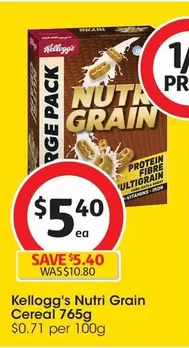Kelloggs - Nutri Grain Cereal 765g offers at $5.4 in Coles