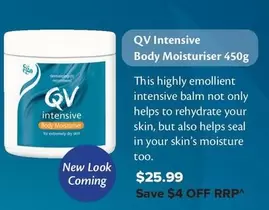 Qv - Intensive Body Moisturiser 450g offers at $25.99 in Ramsay Pharmacy