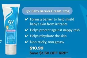 Qv -  Baby Barrier Cream 125g offers at $10.99 in Ramsay Pharmacy