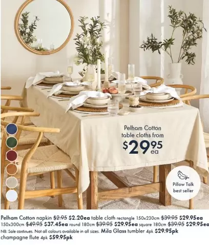 Pelham Cotton Napkin offers at $29.95 in Pillow Talk