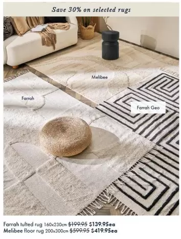 Geo - Farrah Tufted Rug 160x200m offers at $139.95 in Pillow Talk