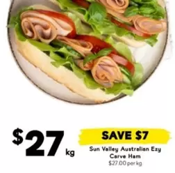 Sun Valley - Australian Ezy Carve Ham offers at $27 in Drakes