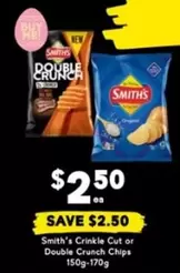 Smith's - Crinkle Cut Or Double Crush Chips 150g-170g offers at $2.5 in Drakes