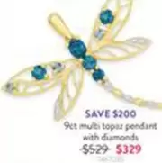 9ct Multi Topir Pendant With Diamonds offers at $329 in Goldmark