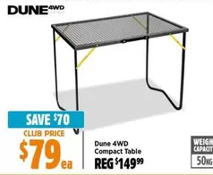 Dune 4WD Compact Table offers at $79 in Anaconda