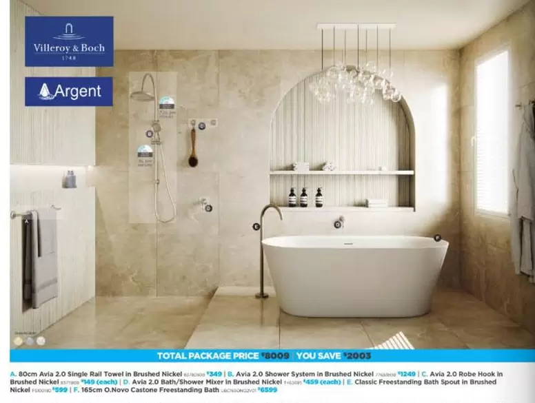80cm Avia 2.0 Single Rail Towel In Brushed Nickel  offers at $349 in E&S
