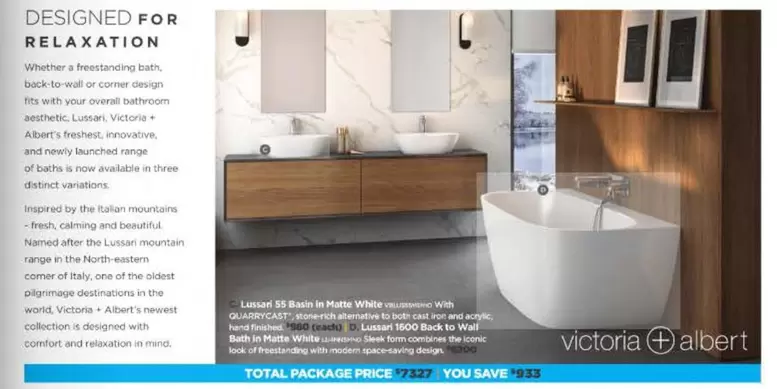 Lussari 55 Basin In Matte White offers at $960 in E&S