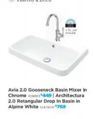Avia 2.0 Gooseneck Basin Mixer In Chrome  offers at $449 in E&S