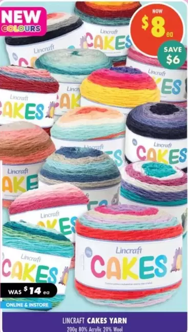 Lincraft - Cakes Yarn offers at $8 in Lincraft