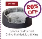Snooza Buddy Bed Chinchilla Med, Lrg & Xlrg offers in Just For Pets