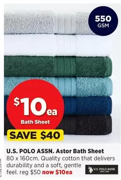 U.S. Polo Assn. Astor Bath Sheet offers at $10 in Spotlight
