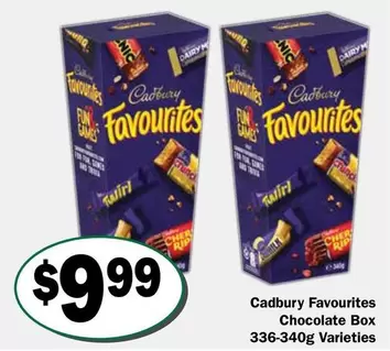 Cadbury - Favourites Chocolate Box 336340g Varieties offers at $9.99 in Friendly Grocer