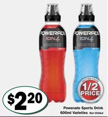 Powerade - Sports Drink 600ml Varieties offers at $2.2 in Friendly Grocer