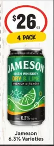 Jameson - 6.3% Varieties offers at $26 in IGA Liquor