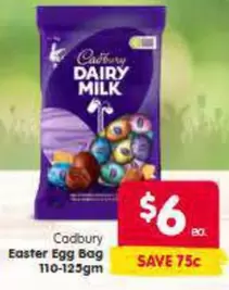 Cadbury -  Easter Egg Bag 110-125gm offers at $6 in SPAR