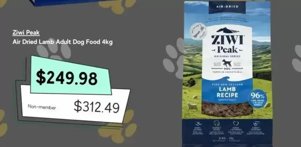 Ziwi Peak - Air Dried Lamb Adult Dog Food 4kg offers at $249.98 in Petbarn