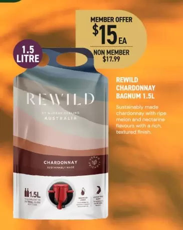 Rewild - Chardonnay Bagnum 1.5l offers at $15 in Dan Murphy's